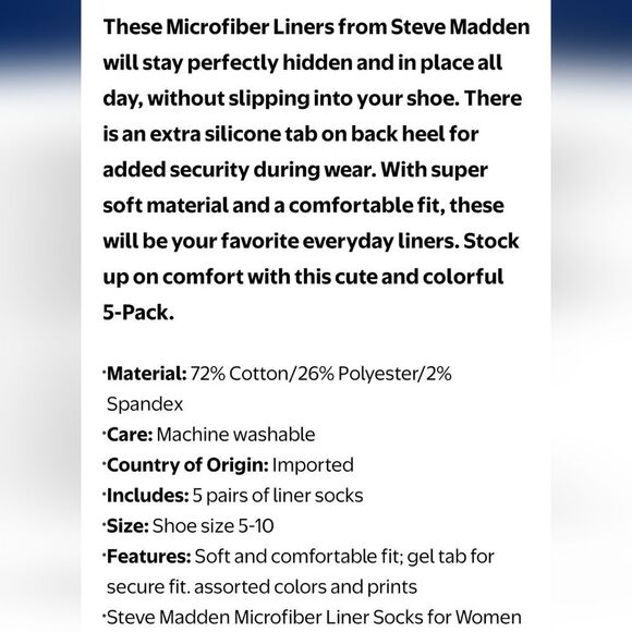 Steve Madden 5-PK Laser Cut Liners- Black - Picture 5 of 5